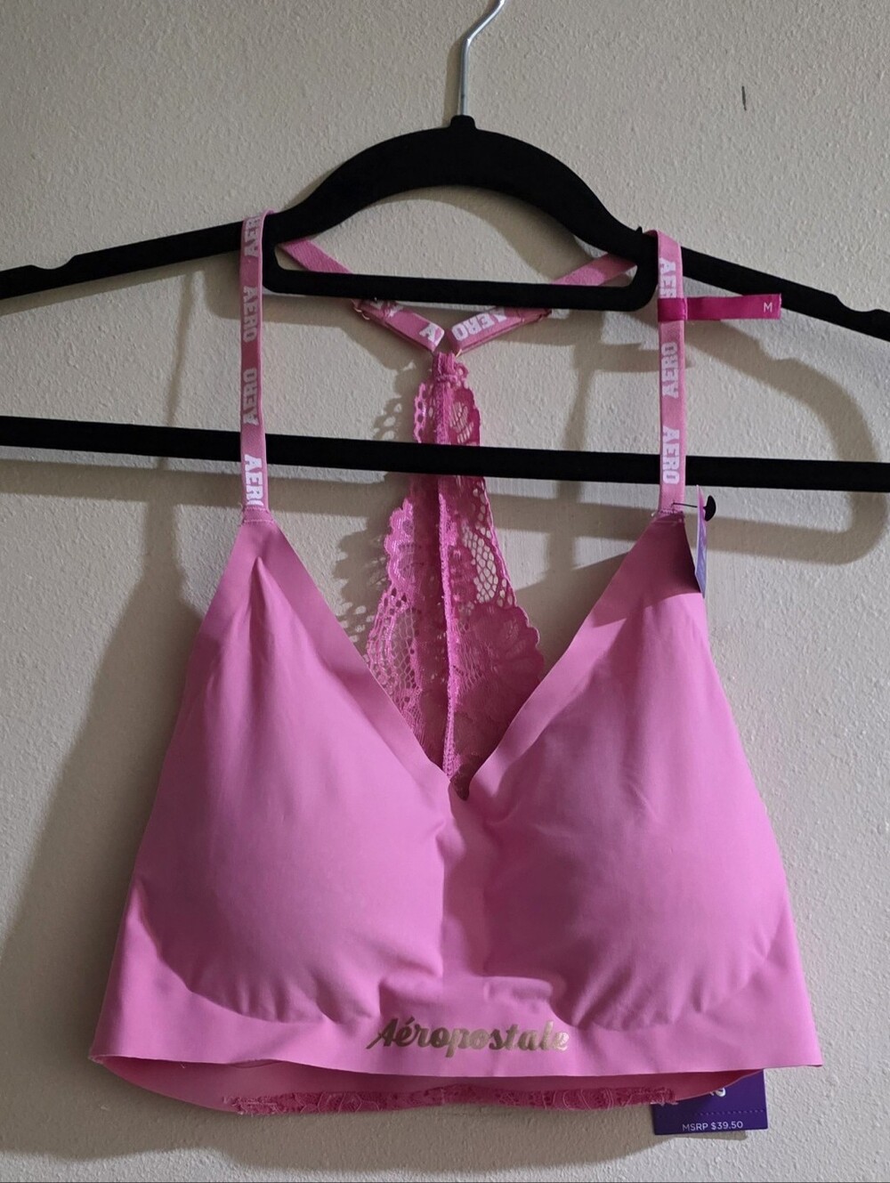 Aeropostale Pink Lace-Back Bralette